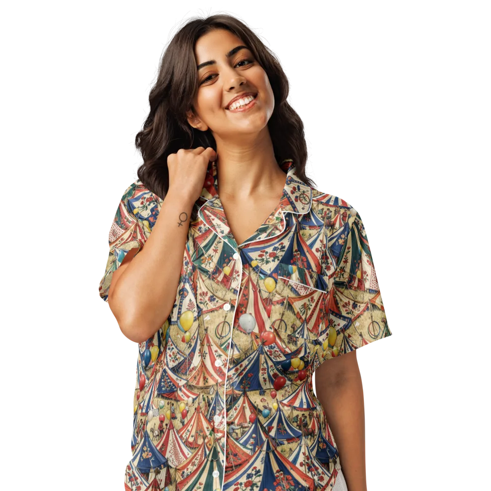 Balloon Menagerie on Women's Short Sleeve Pajama Top — Front