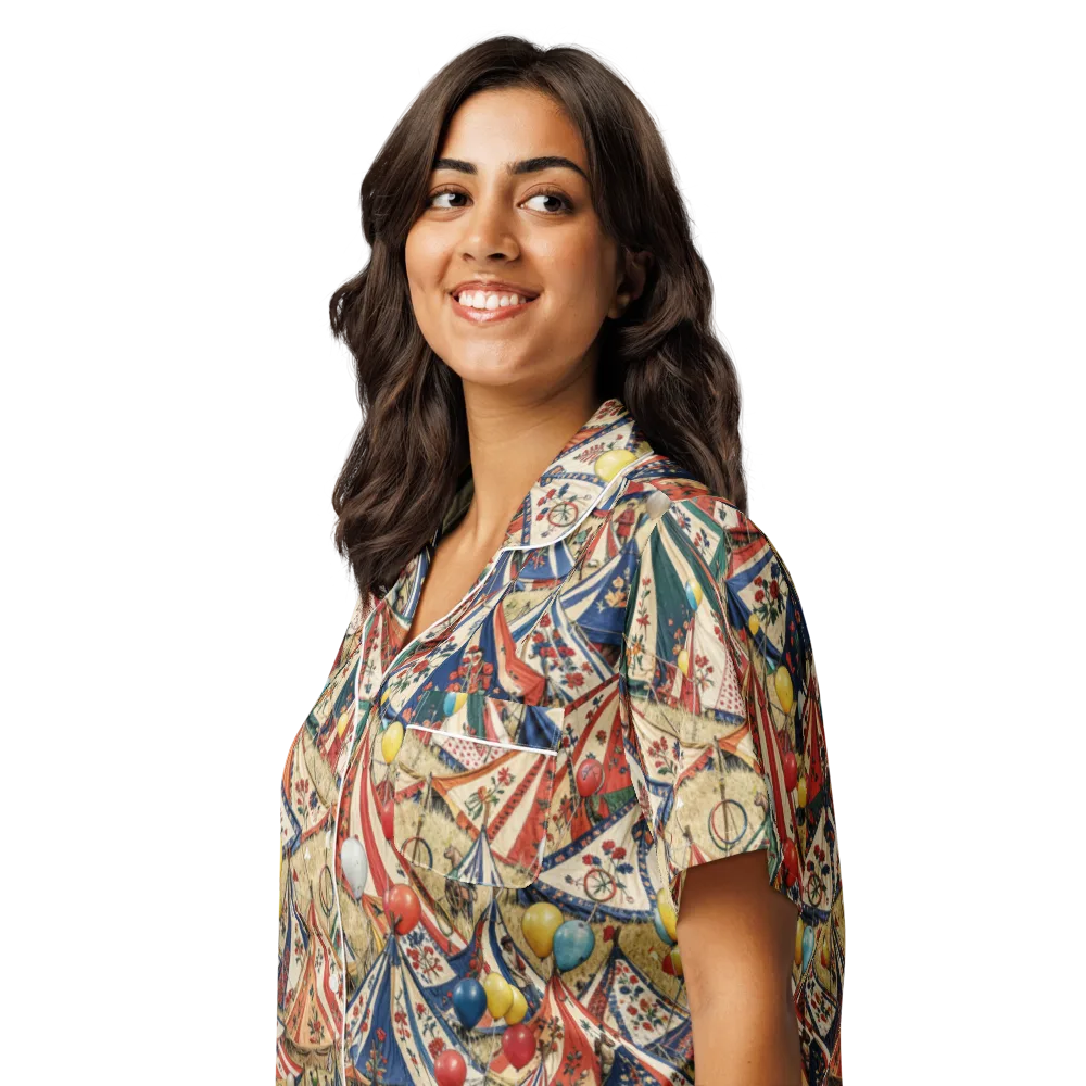 Balloon Menagerie on Women's Short Sleeve Pajama Top — Left Front