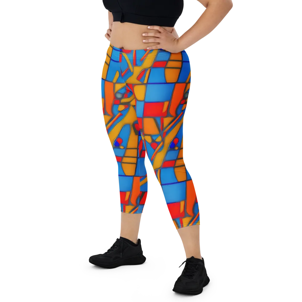 Colorblock Current on Capri Leggings — Front