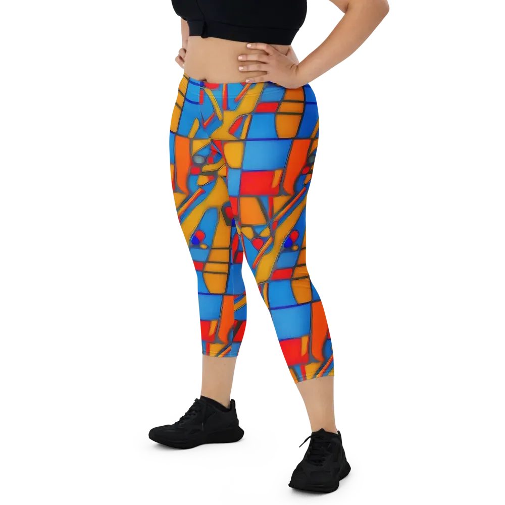 Colorblock Current on Capri Leggings — Front