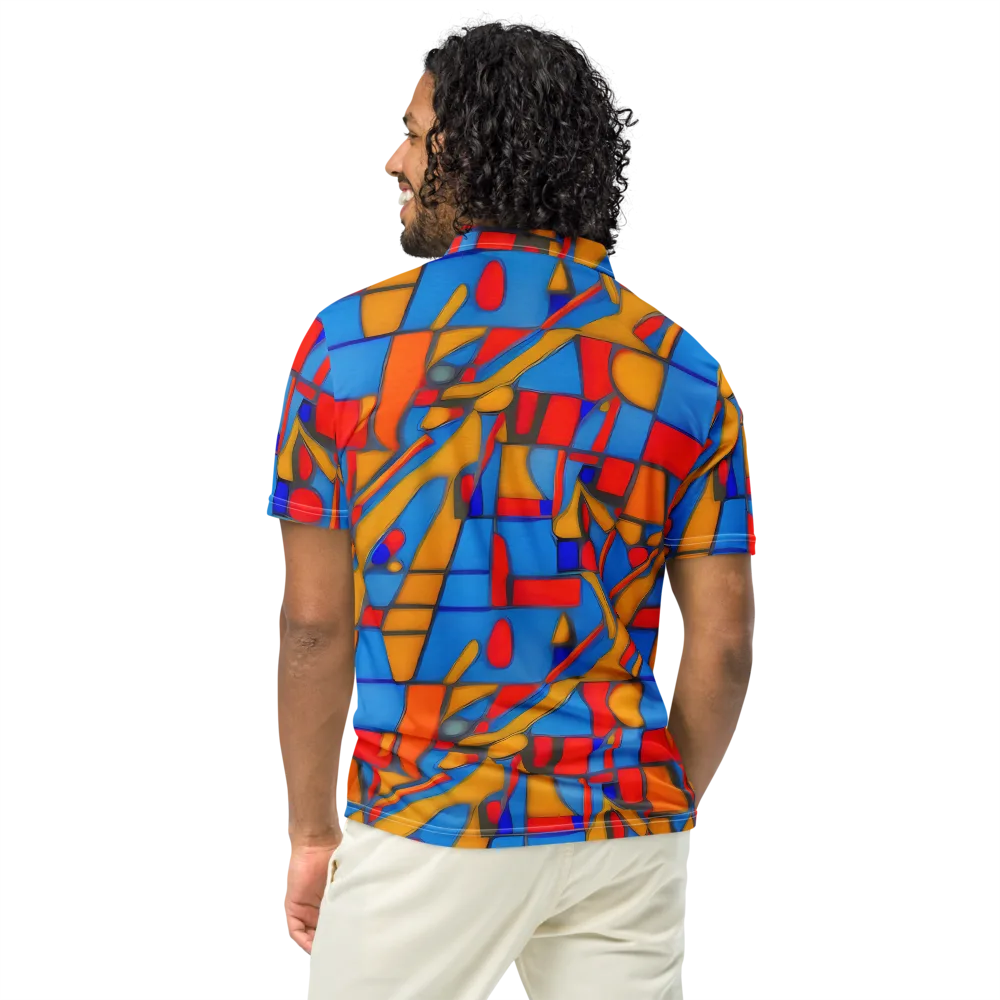 Colorblock Current on Men's Slim Fit Polo Shirt — Back