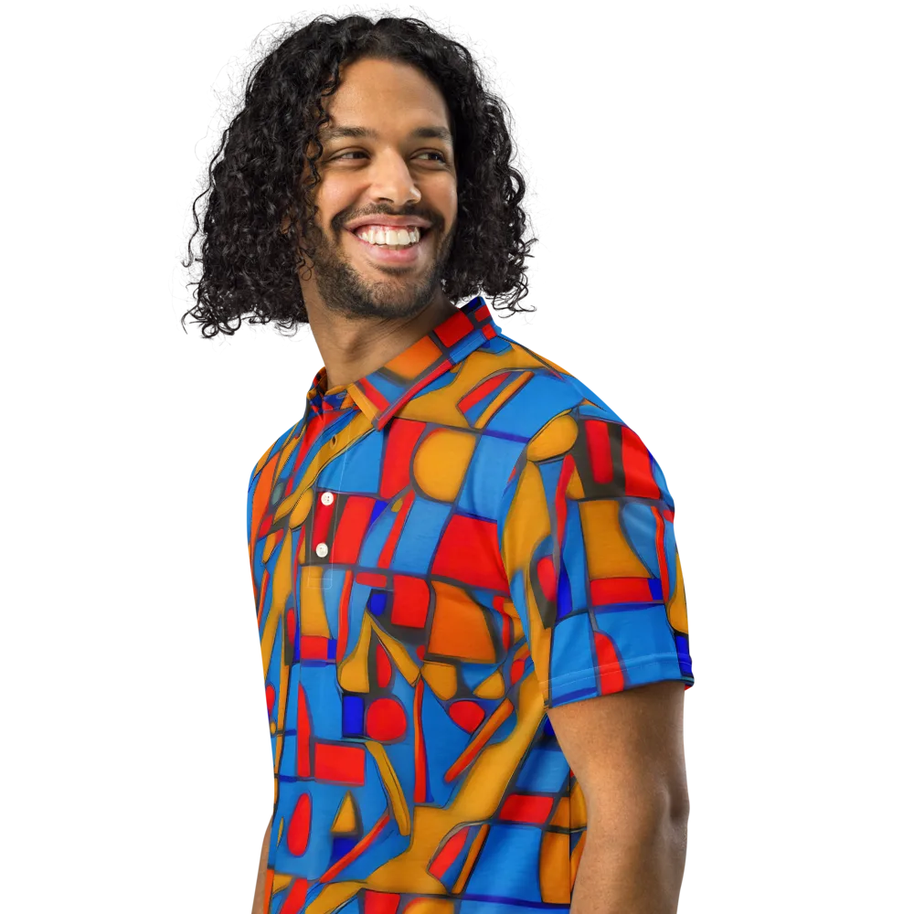 Colorblock Current on Men's Slim Fit Polo Shirt — Left Front