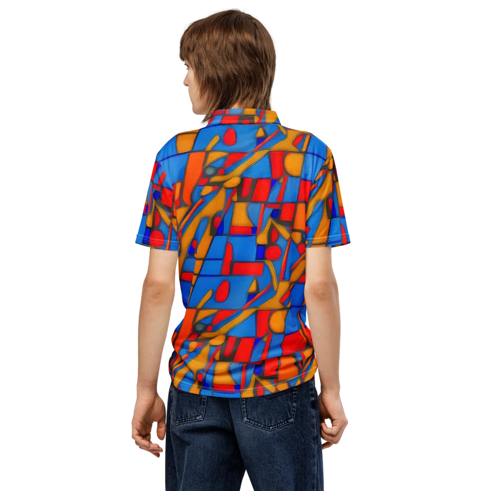 Colorblock Current on Men's Slim Fit Polo Shirt — Back