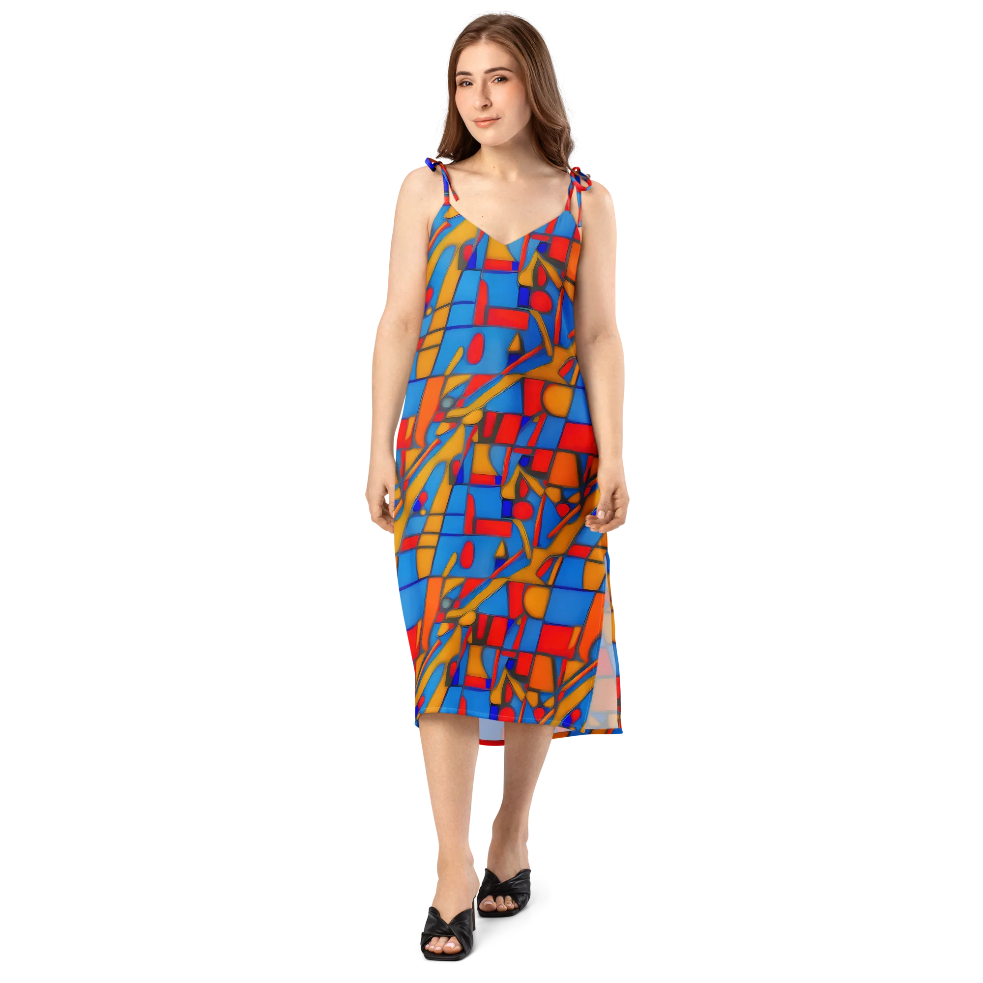 Colorblock Current on Slip Dress — Front