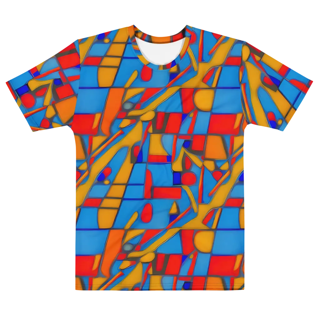Colorblock Current on Men's Cotton Crew Neck T-Shirt — Front