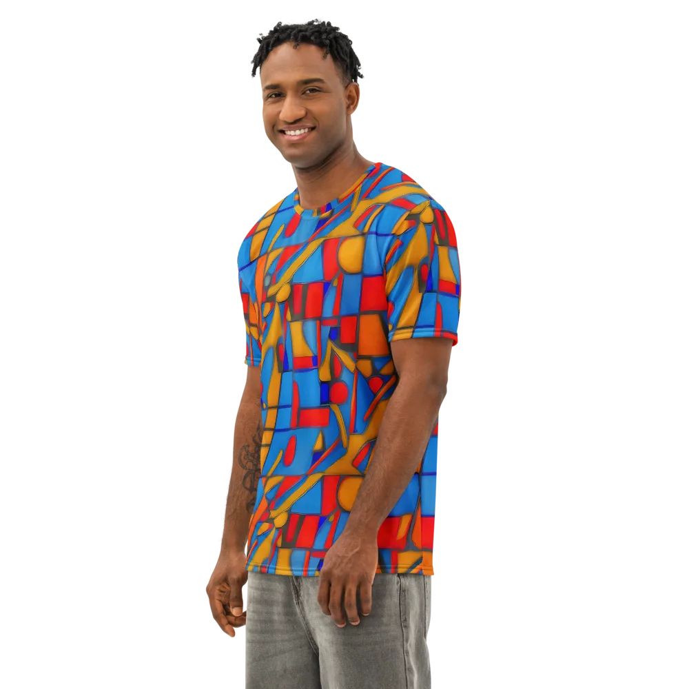 Colorblock Current on Men's Cotton Crew Neck T-Shirt — Left Front