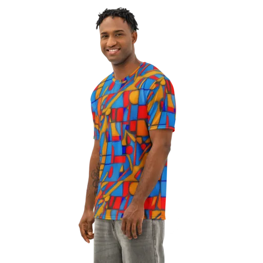 Colorblock Current on a Men's Cotton Crew Neck T-Shirt