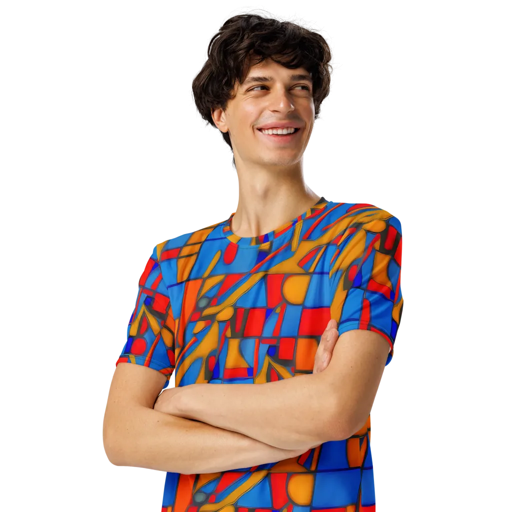 Colorblock Current on Men's Crew Neck T-Shirt — Left Front