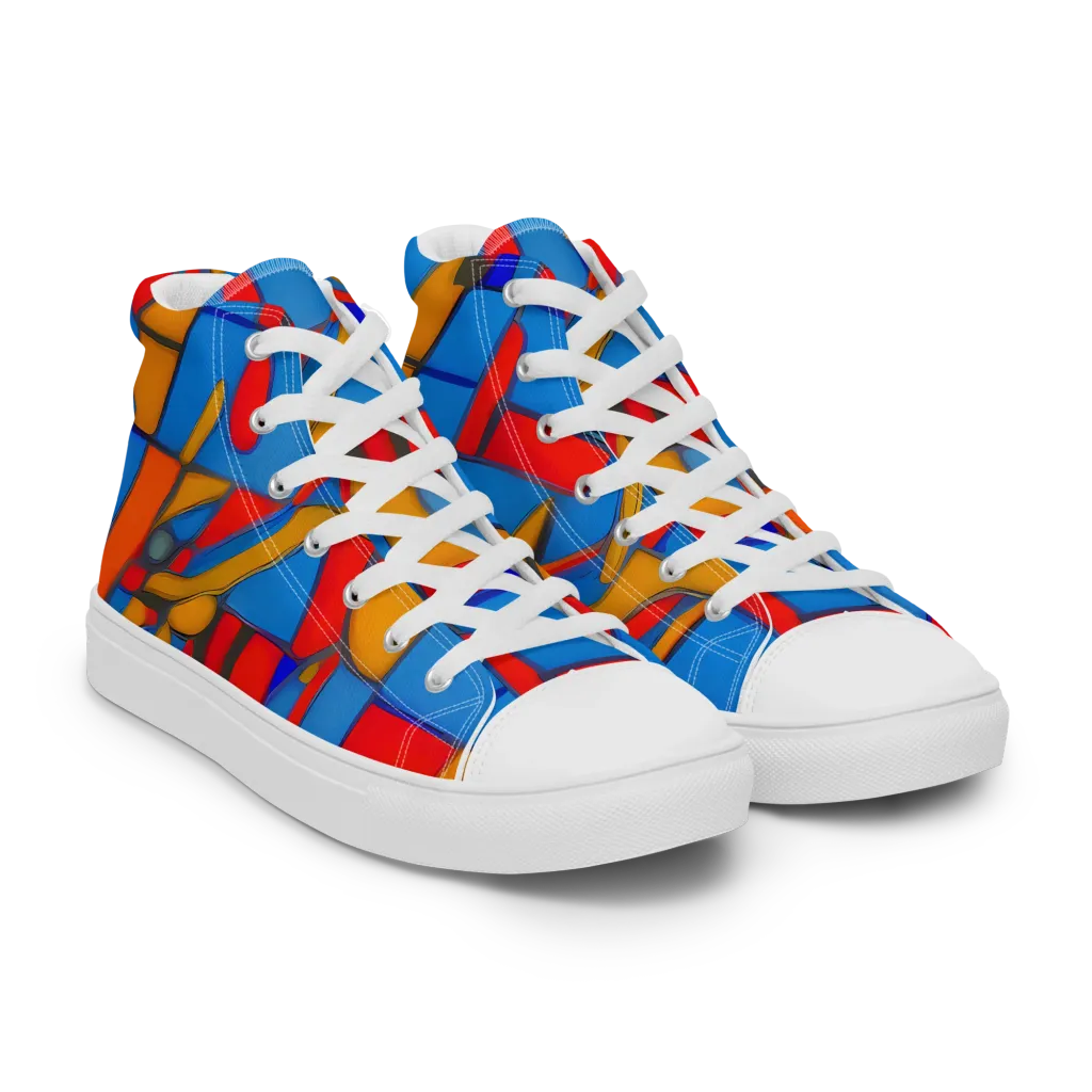 Colorblock Current on Men's High Top Canvas Shoes — Right Front