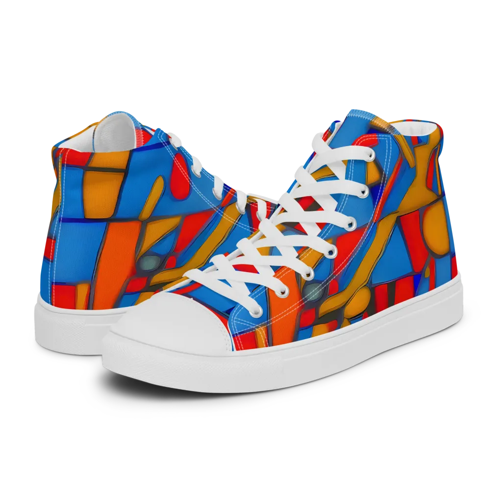 Colorblock Current on Men's High Top Canvas Shoes — Left