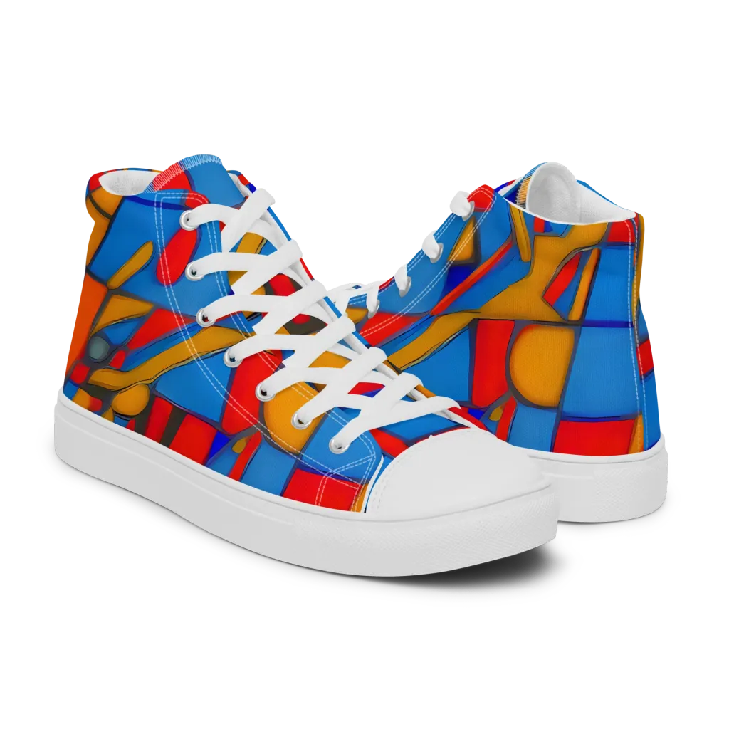 Colorblock Current on Men's High Top Canvas Shoes — Right