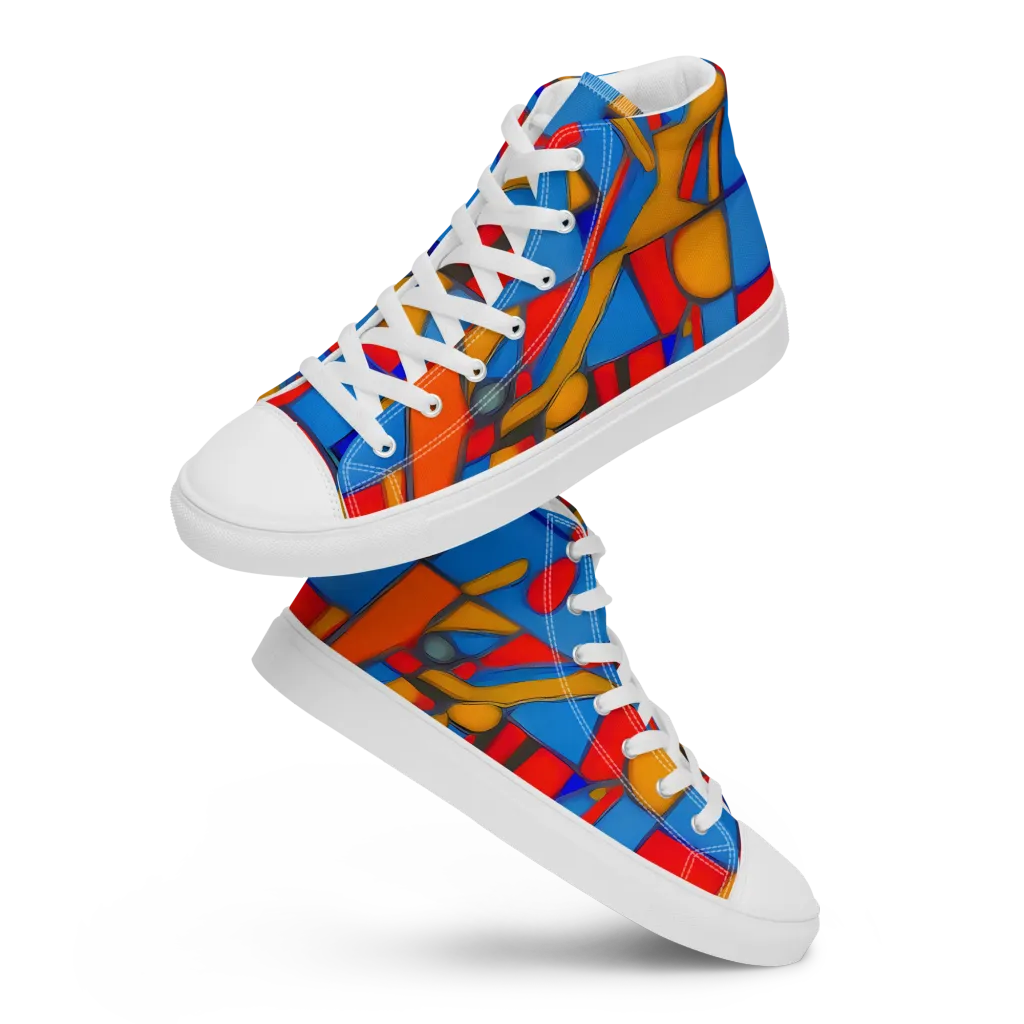 Colorblock Current on Men's High Top Canvas Shoes — Front