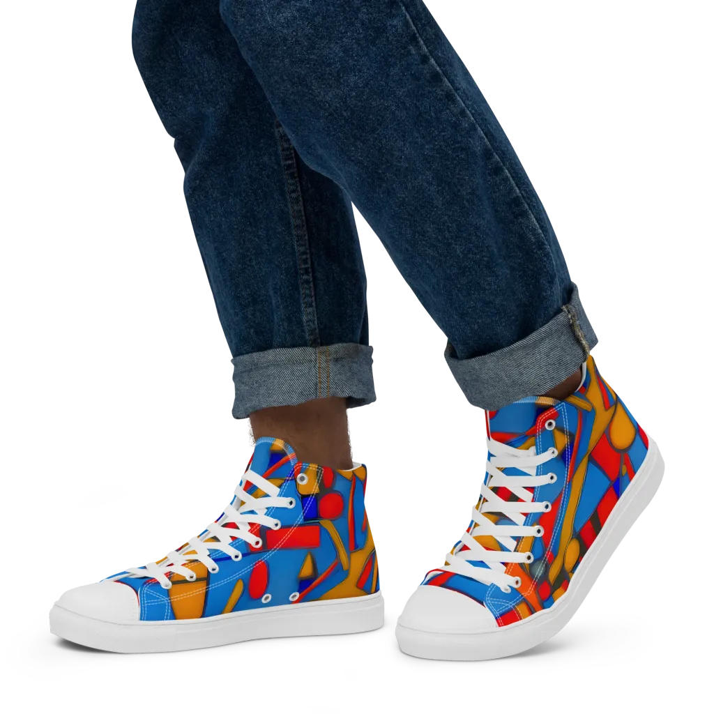 Colorblock Current on Men's High Top Canvas Shoes — Left