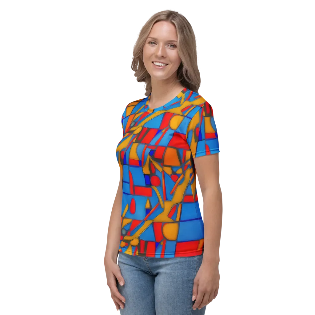 Colorblock Current on Women's Crew Neck T-Shirt — Left