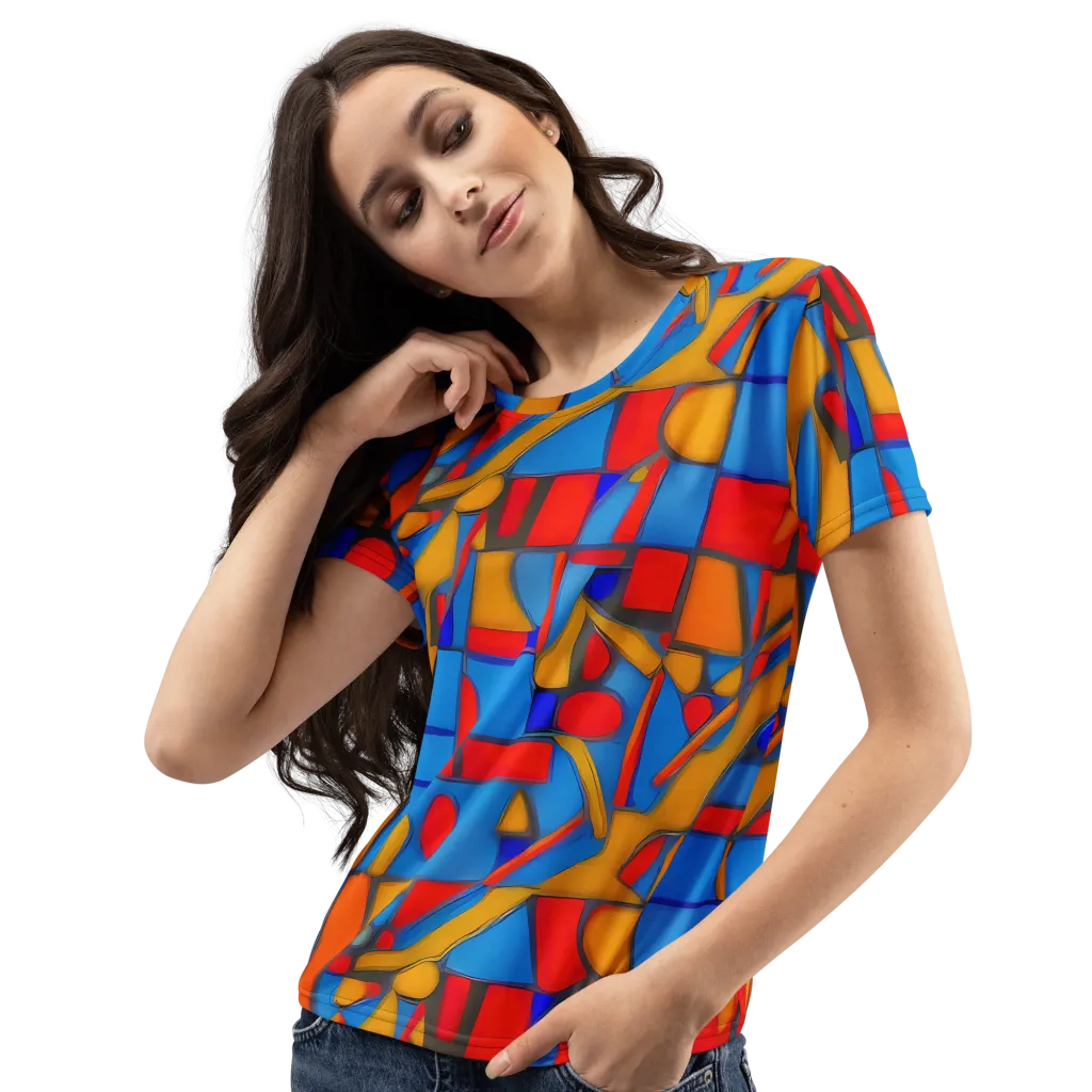 Colorblock Current on Women's Crew Neck T-Shirt — Left Front