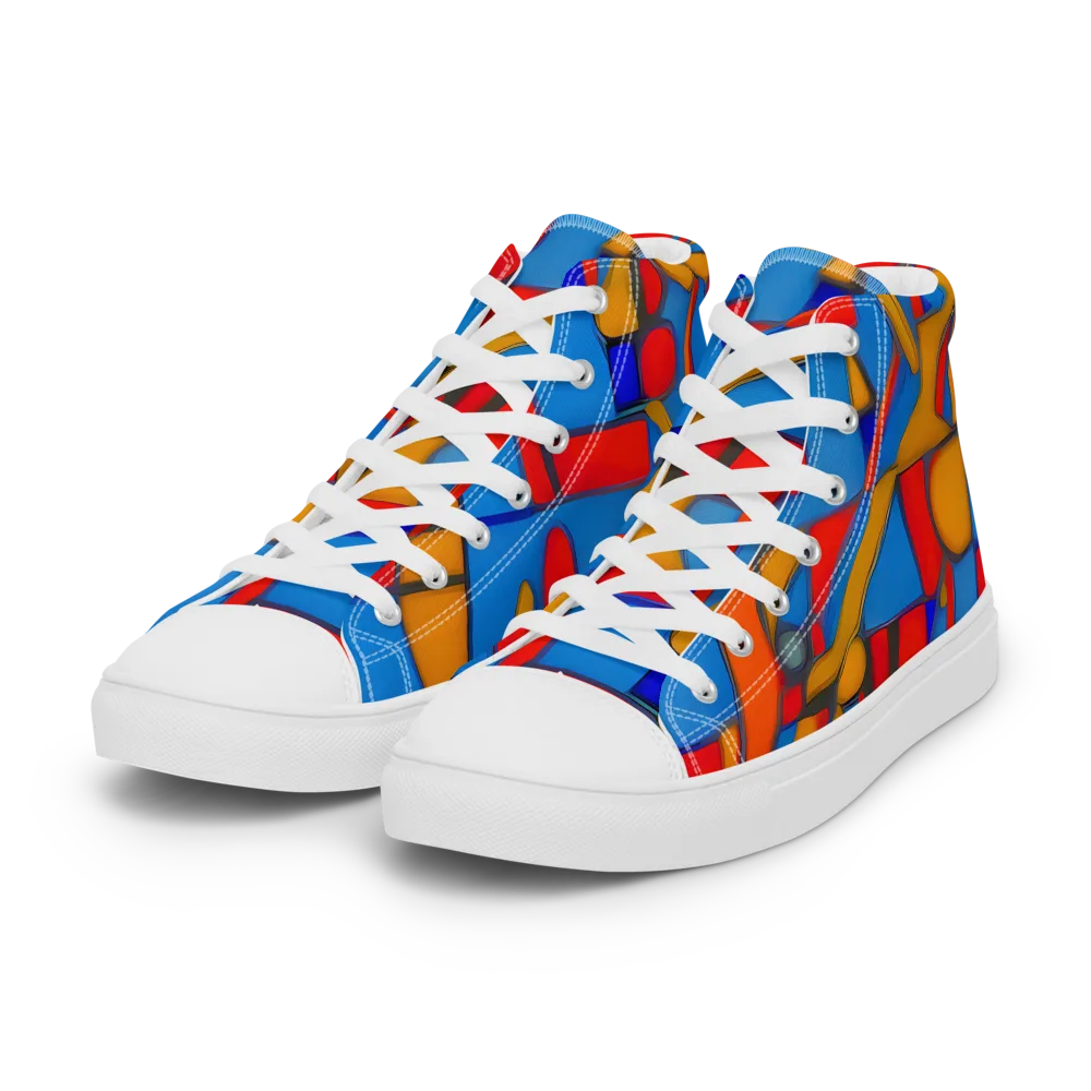 Colorblock Current on Women's High Top Canvas Shoes — Left Front