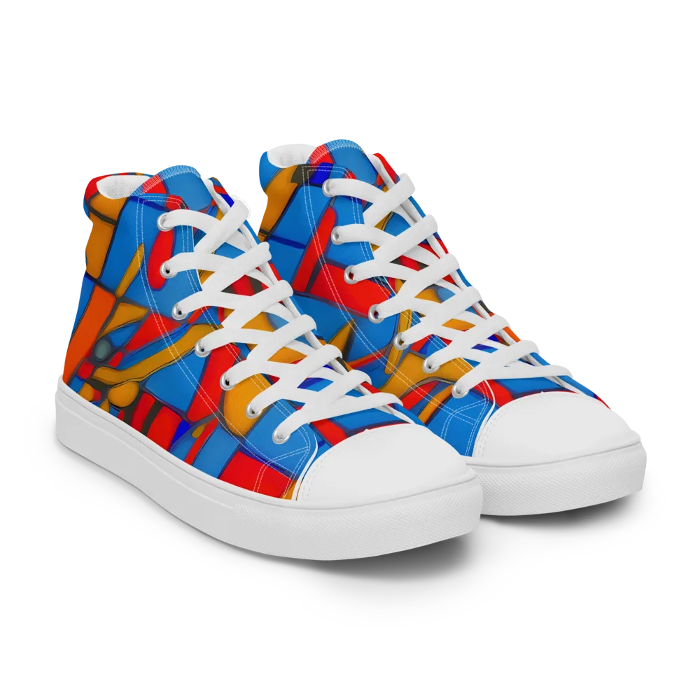 Colorblock Current on Women's High Top Canvas Shoes — Right Front