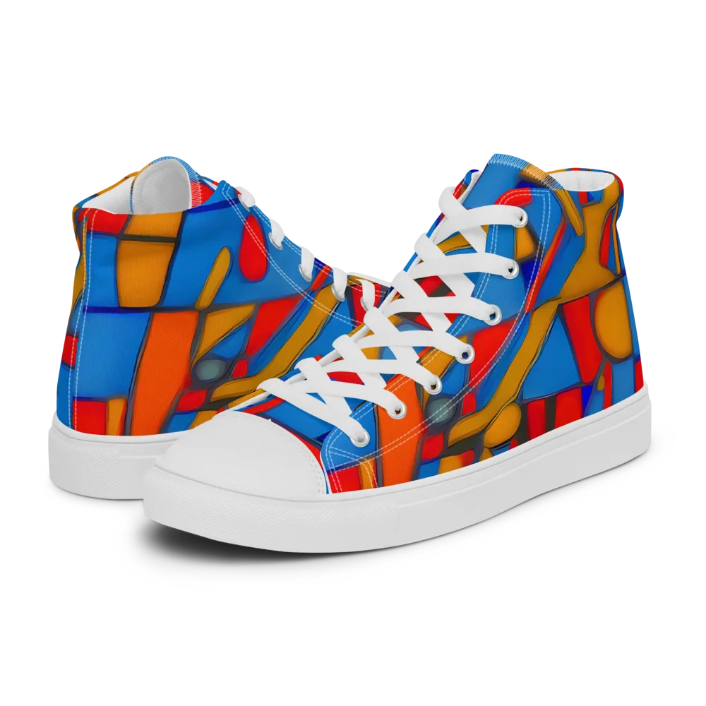 Colorblock Current on Women's High Top Canvas Shoes — Left