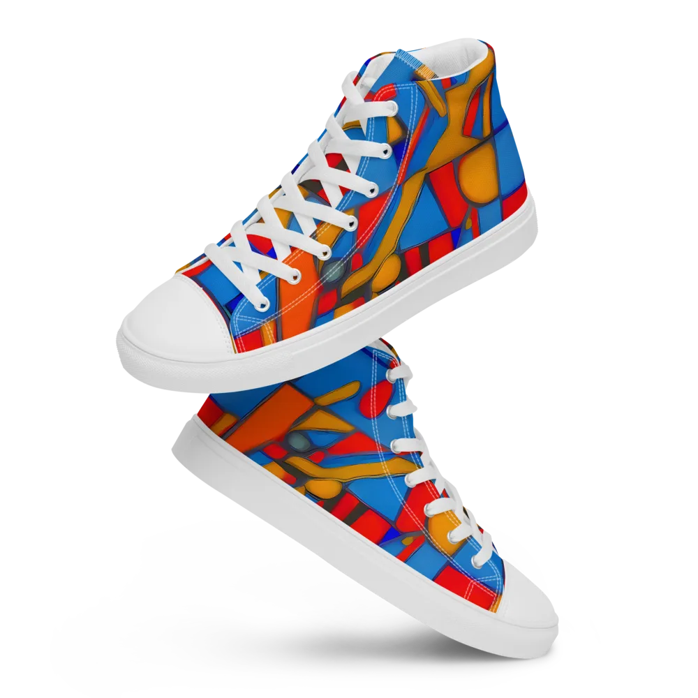 Colorblock Current on Women's High Top Canvas Shoes — Front