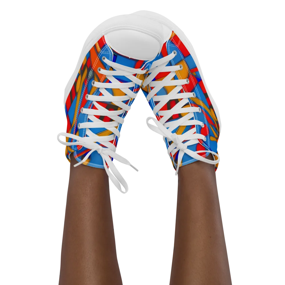 Colorblock Current on Women's High Top Canvas Shoes — Front