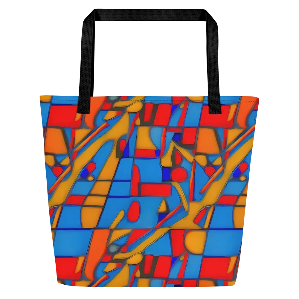 Colorblock Current on Large Tote Bag W/ Pocket — Front