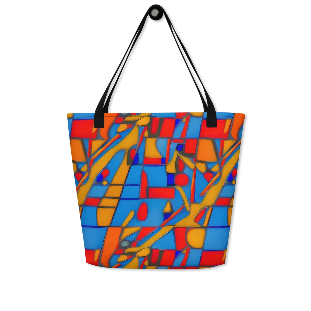 Colorblock Current on Large Tote Bag W/ Pocket — Front
