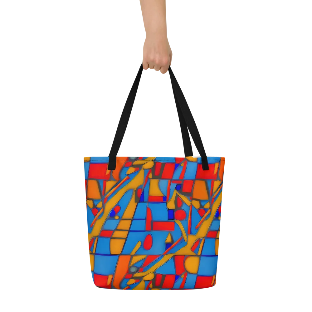 Colorblock Current on Large Tote Bag W/ Pocket — Front