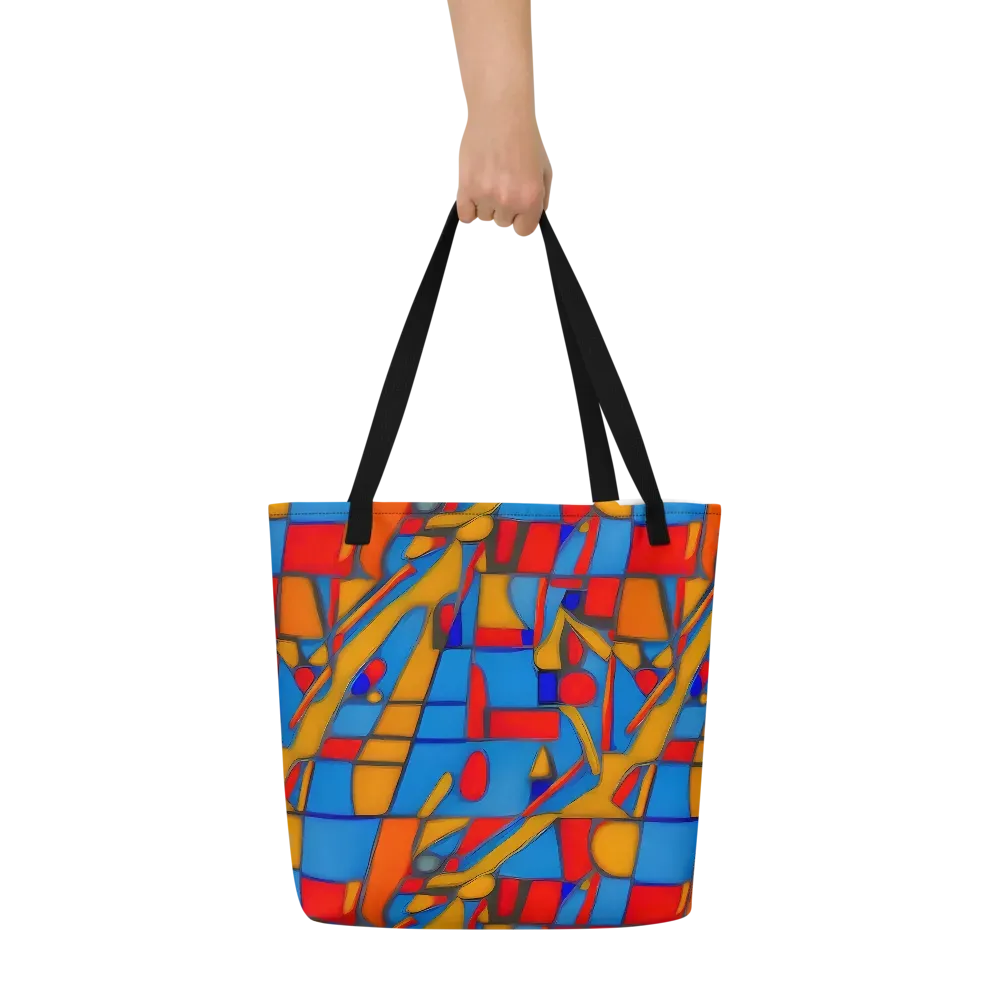 Colorblock Current on Large Tote Bag W/ Pocket — Front