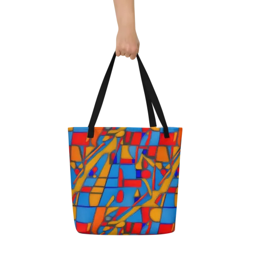 Colorblock Current on a Large Tote Bag W/ Pocket