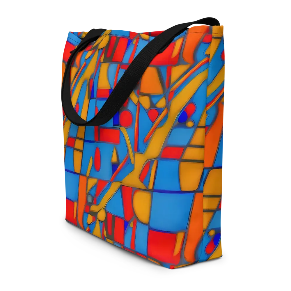 Colorblock Current on Large Tote Bag W/ Pocket — Front