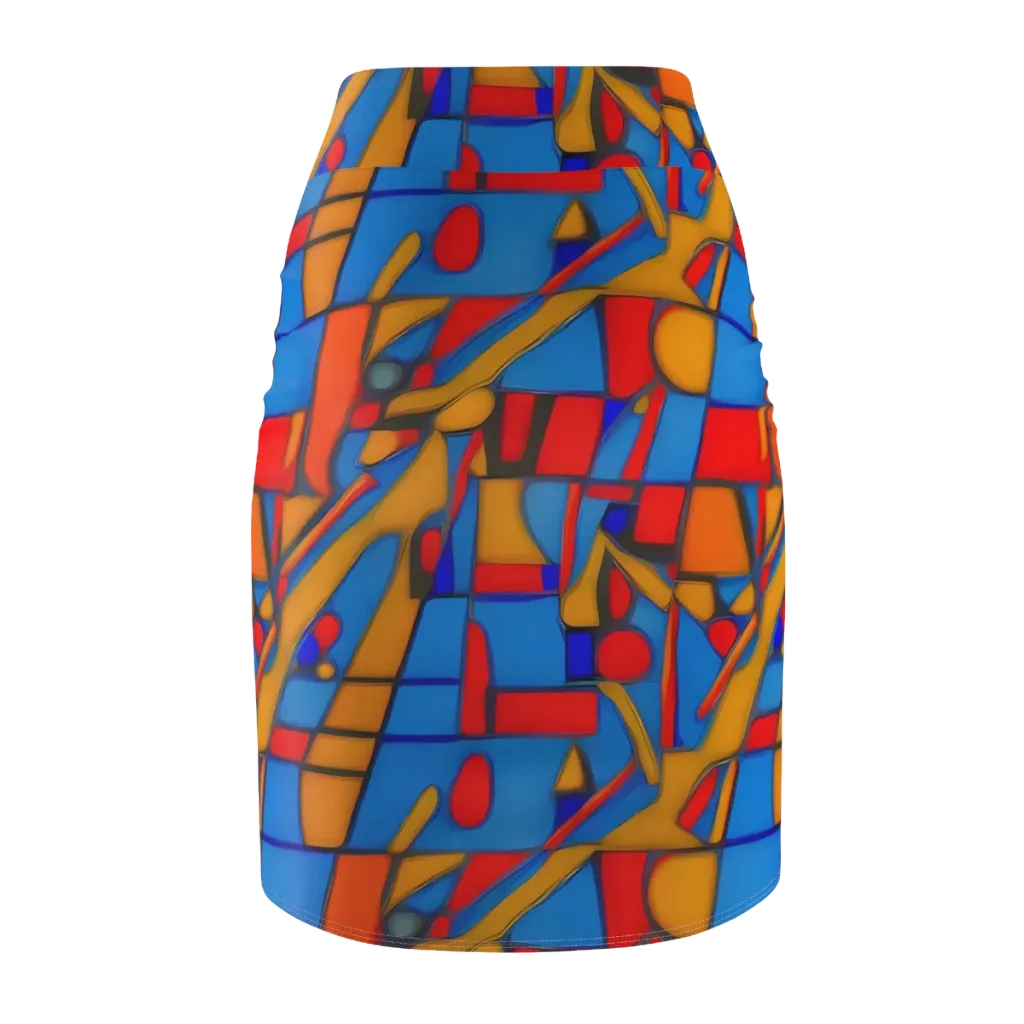 Colorblock Current on Pencil Skirt — Back