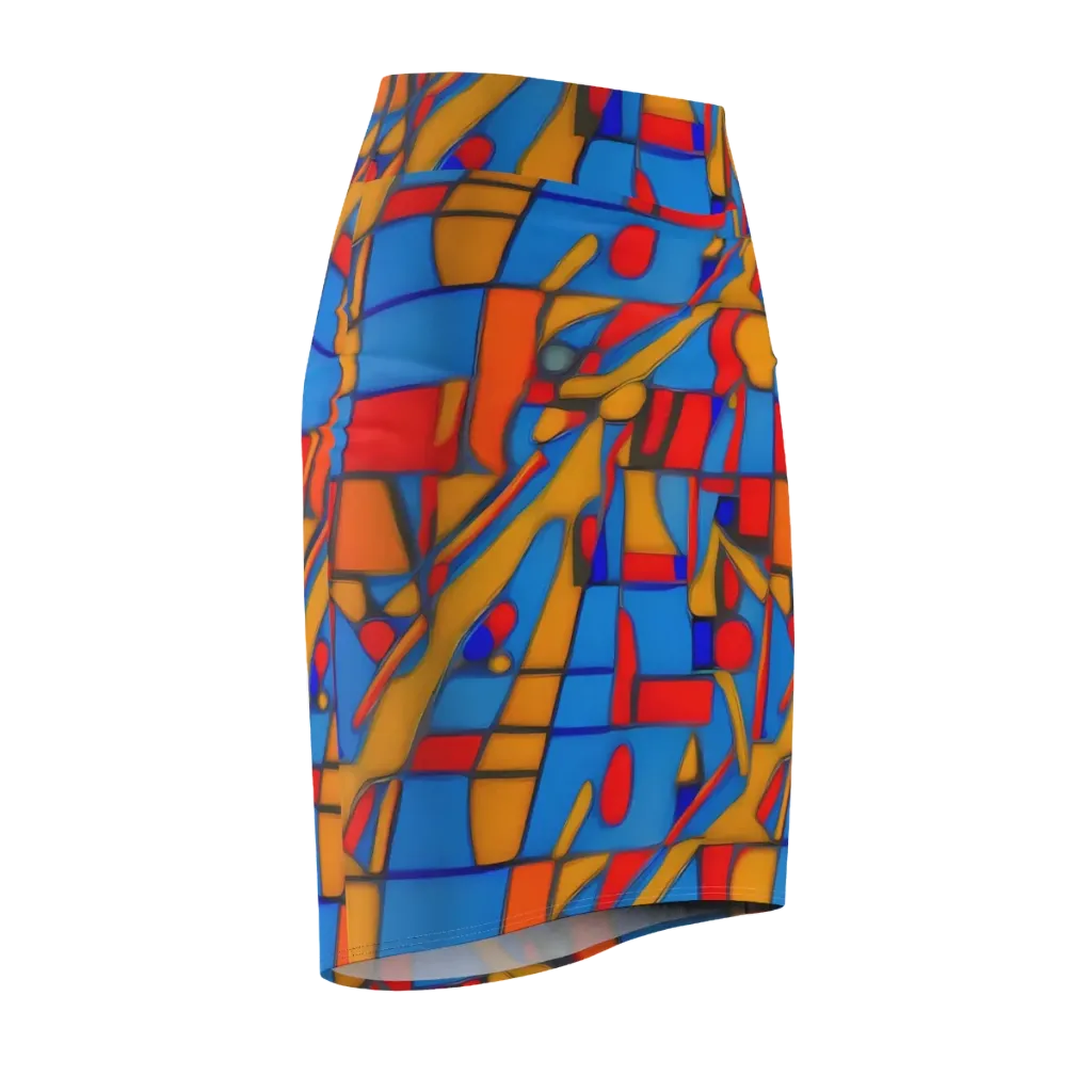 Colorblock Current on Pencil Skirt — Front Side