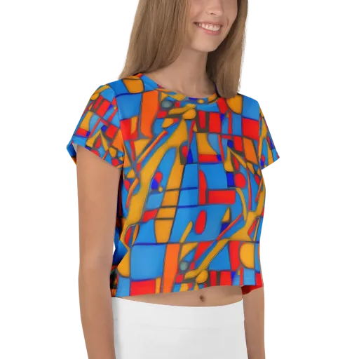 Colorblock Current on a Crop Tee