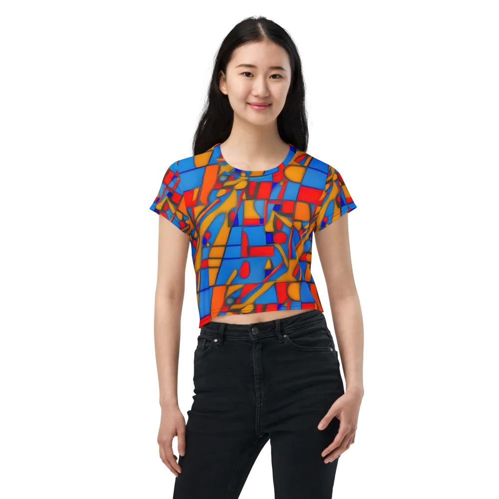 Colorblock Current on Crop Tee — Front