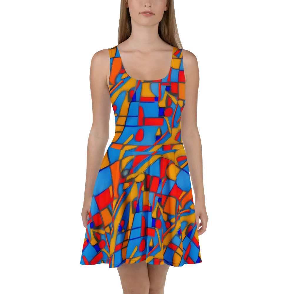 Colorblock Current on Skater Dress — Front