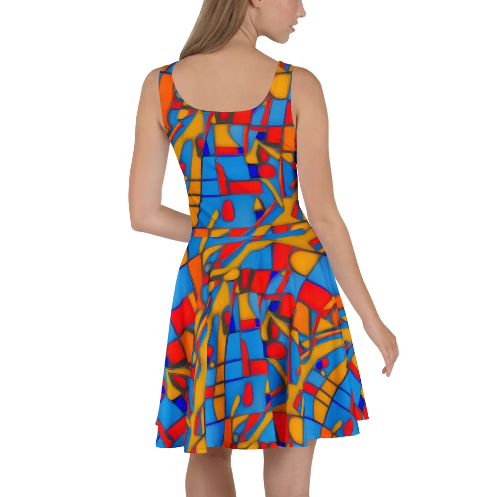 Colorblock Current on Skater Dress — Back