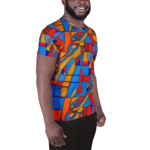 Colorblock Current on a Men's Athletic T-Shirt