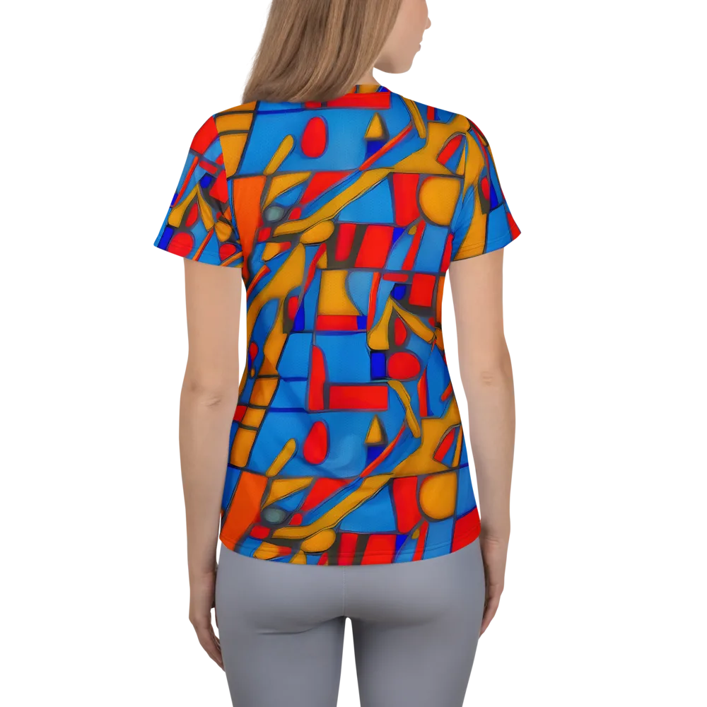 Colorblock Current on Women's Athletic T-Shirt — Back