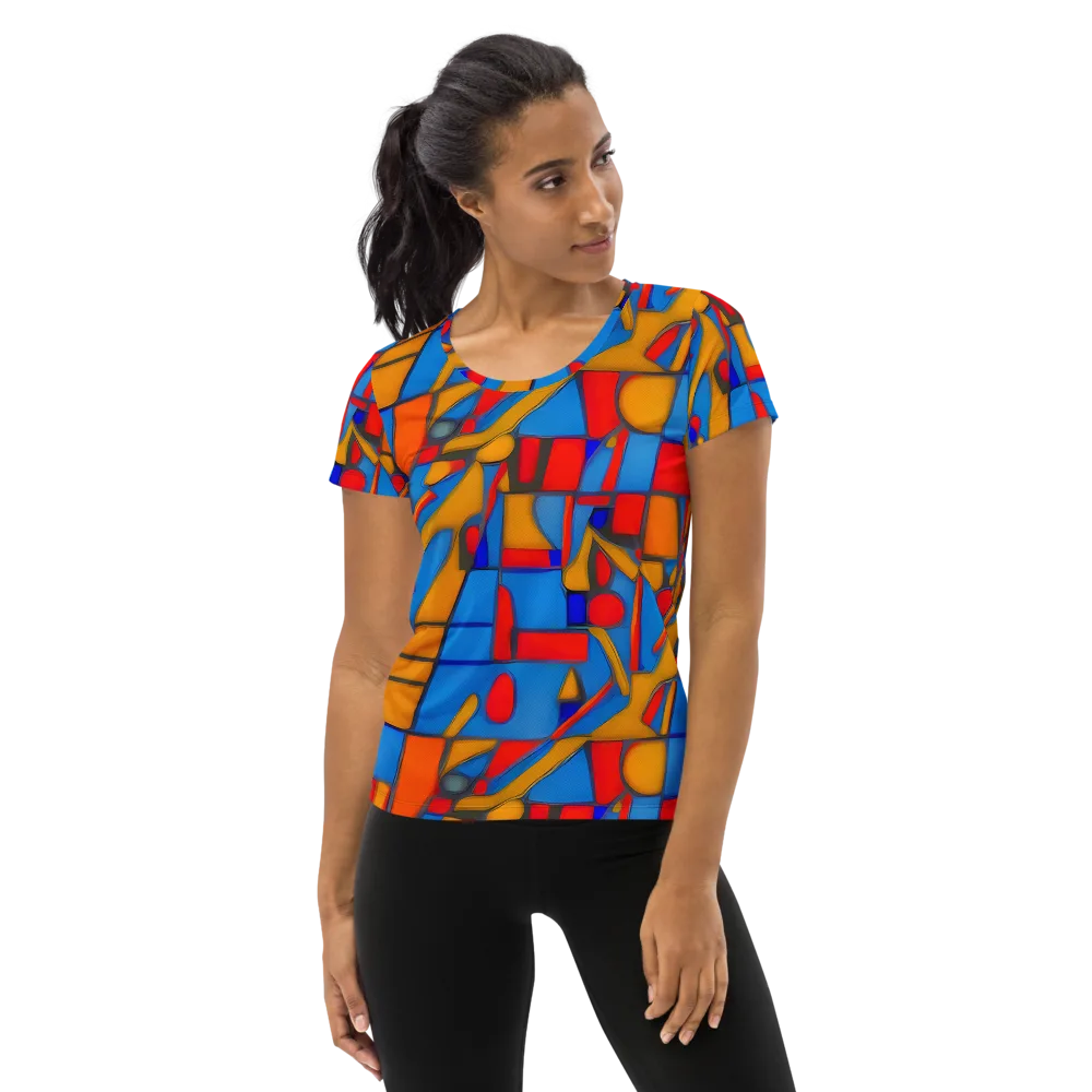 Colorblock Current on Women's Athletic T-Shirt — Front