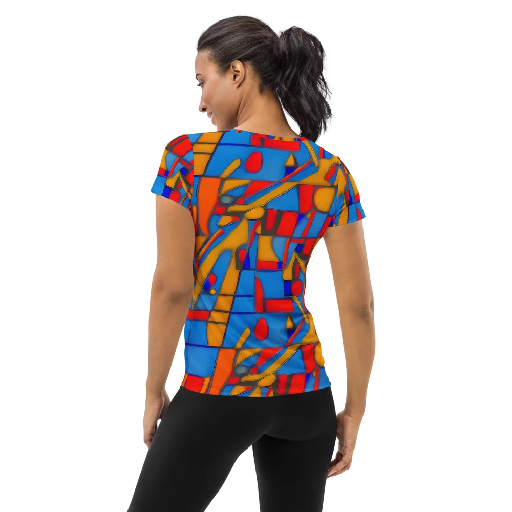 Colorblock Current on Women's Athletic T-Shirt — Back