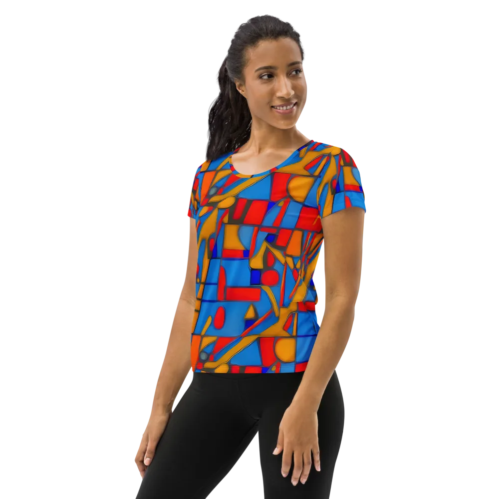 Colorblock Current on Women's Athletic T-Shirt — Left