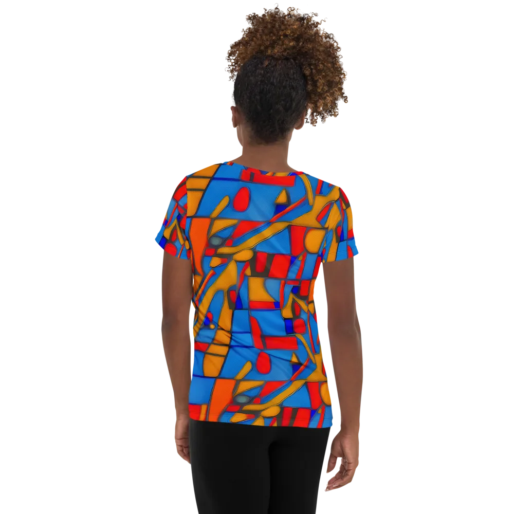 Colorblock Current on Women's Athletic T-Shirt — Back