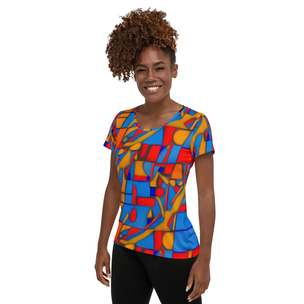 Colorblock Current on Women's Athletic T-Shirt — Left