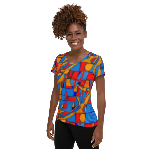 Colorblock Current on a Women's Athletic T-Shirt