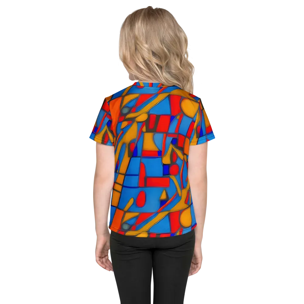 Colorblock Current on Kids Crew Neck T-Shirt — Back