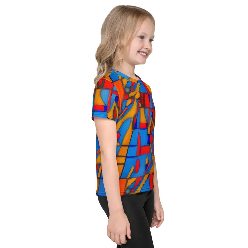 Colorblock Current on Kids Crew Neck T-Shirt — Right