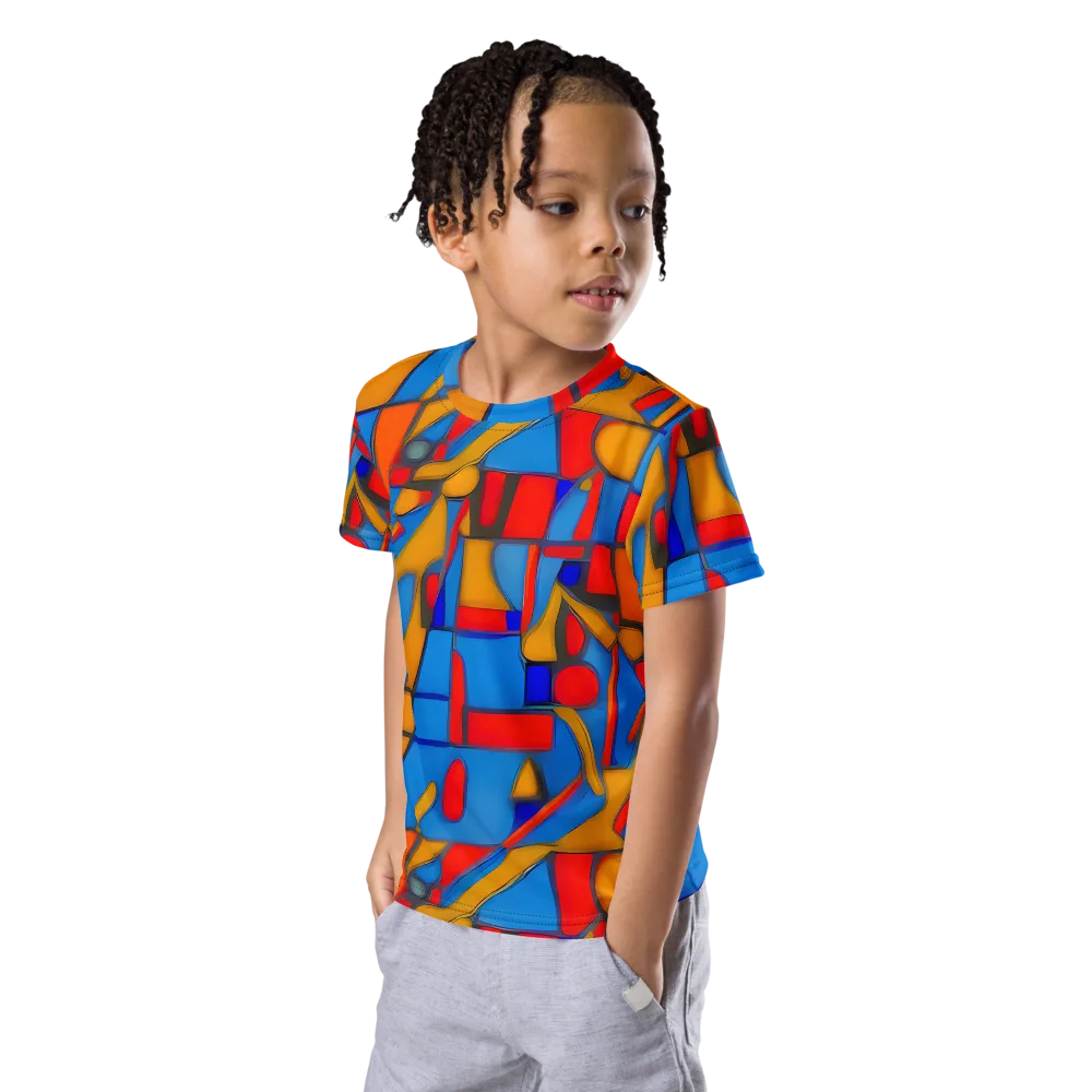Colorblock Current on Kids Crew Neck T-Shirt — Left Front