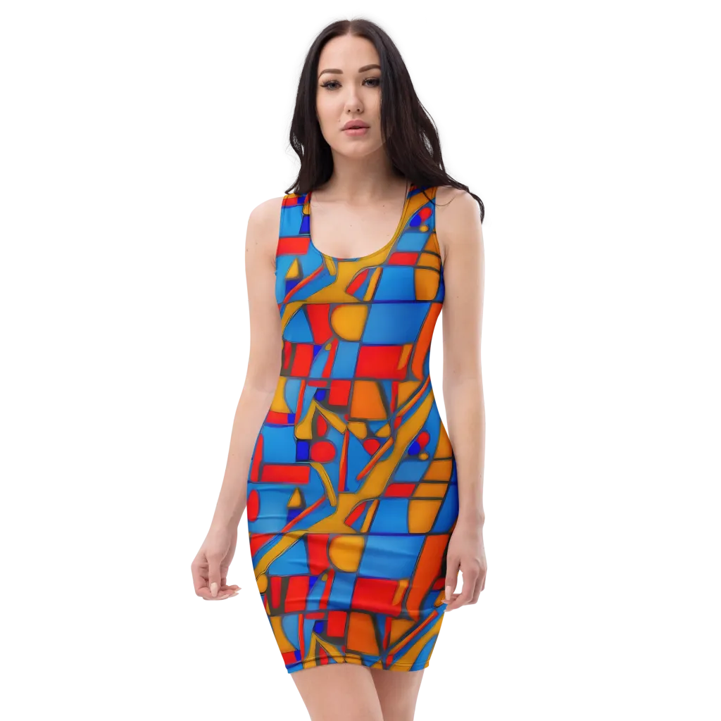 Colorblock Current on Bodycon Dress — Front