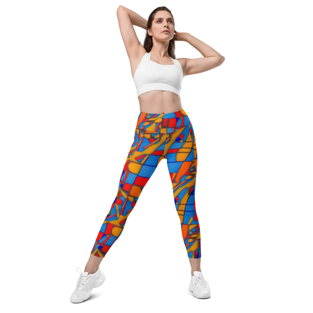 Colorblock Current on Leggings with Pockets — Front