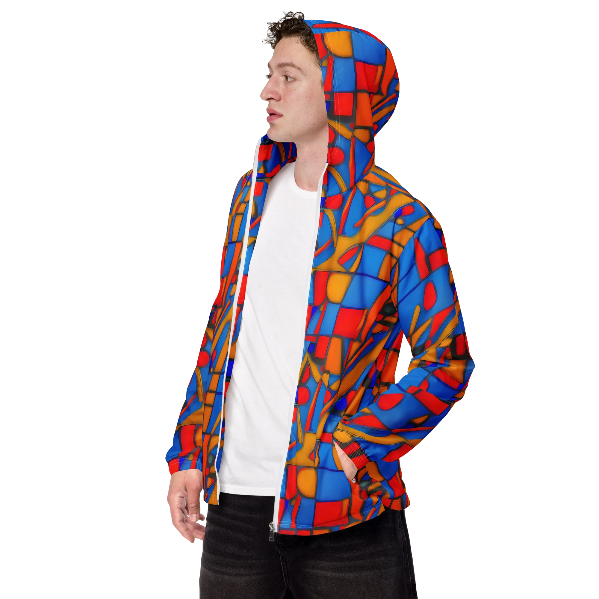 Colorblock Current on Men's Windbreaker — Left Front